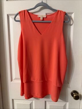 Michael Kors Coral Orange Layered V-Neck Sleeveless Camisole